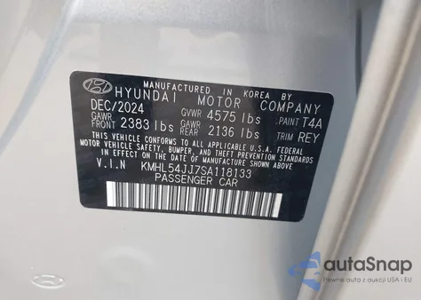 2025 Hyundai Sonata Hybrid Limited from USA, damaged, VIN KMHL54JJ7SA118133